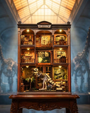 Fossil Museum DIY Book Nook – LED Dinosaur Skeleton with Touch & Crystal Ceiling Light