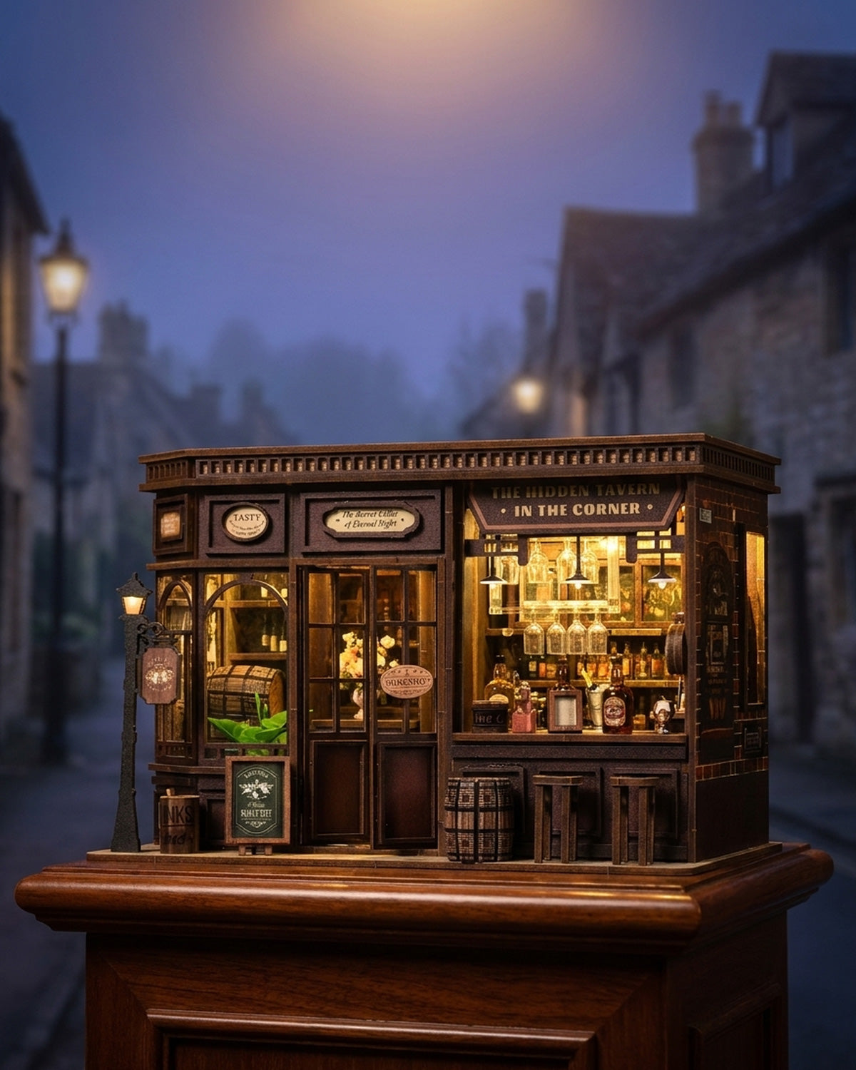 Classic Corner Tavern - LED Wine Bar Bookshelf Insert with Touch Switch