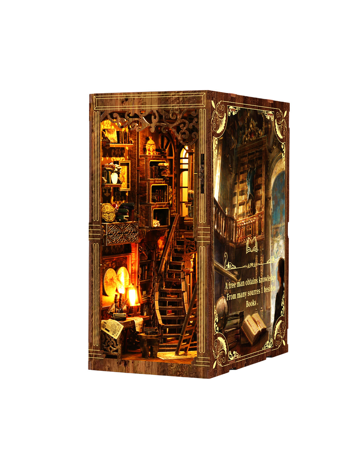 Antique Book Nook DIY Kit | LED Touch Light | 3D Wooden Puzzle Model