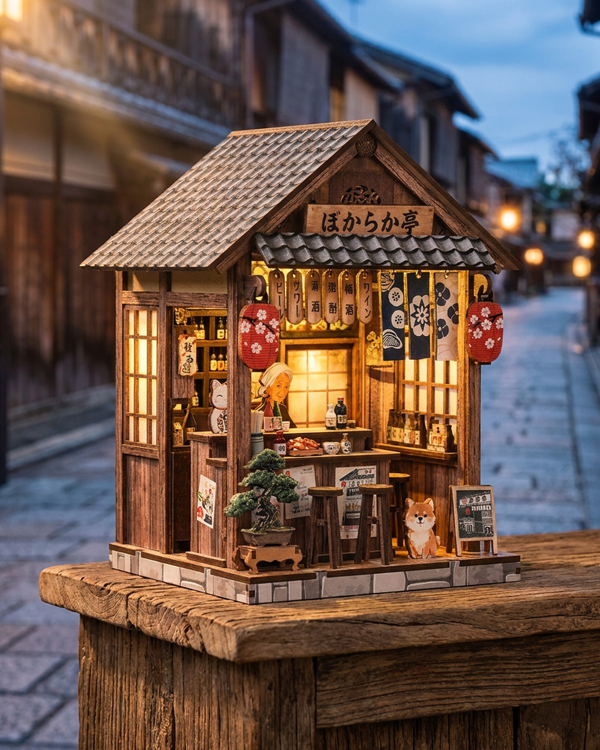 Mellow Pub Izakaya Bookshelf Insert – LED & Sliding Window
