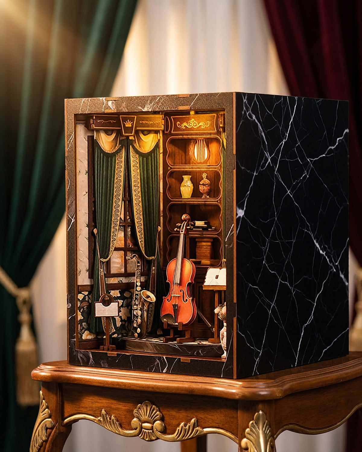 European Melody DIY Book Nook – LED Violin & Piano Room + Touch Switch