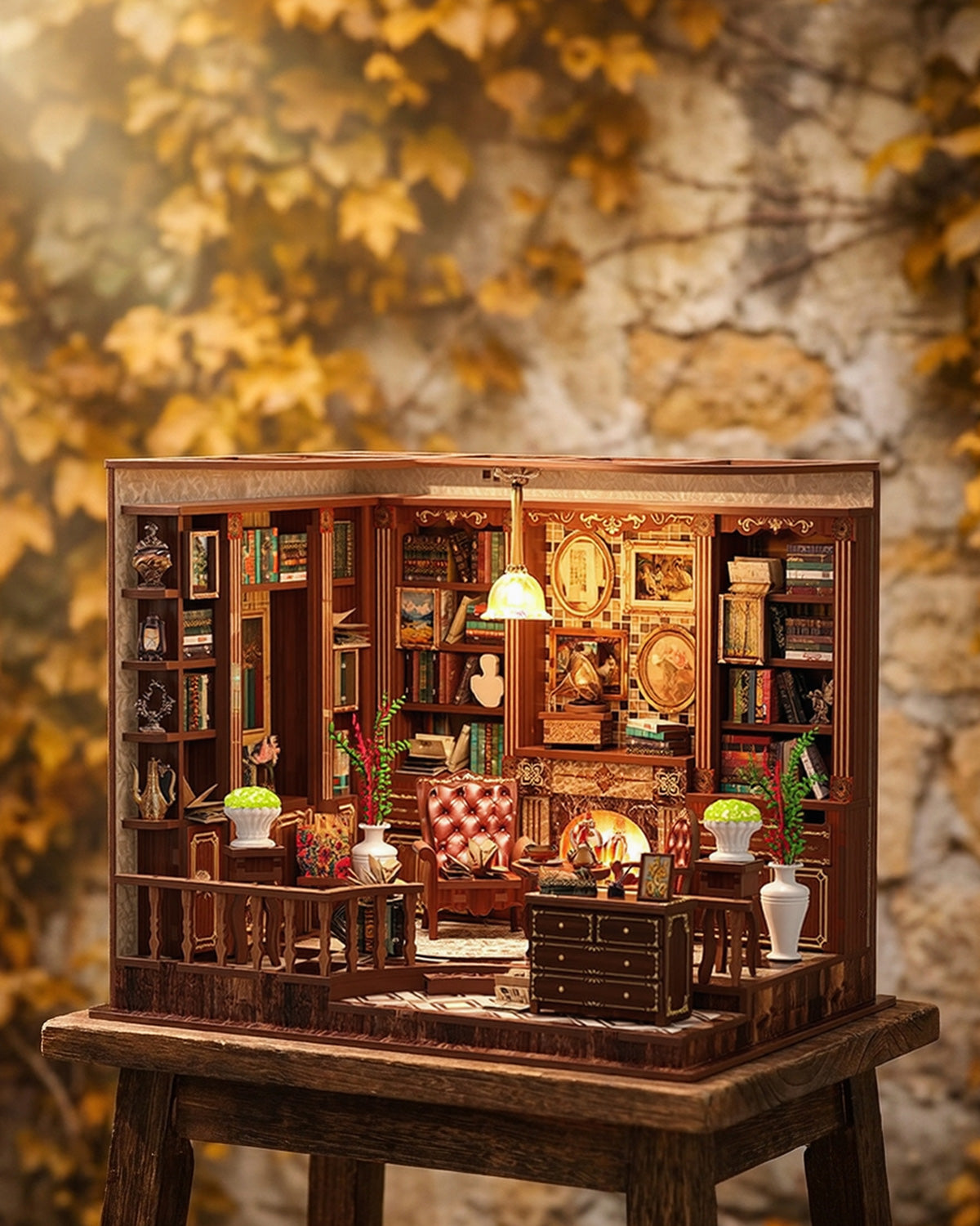 Left Bank Studyroom – LED Rustic Library Diorama
