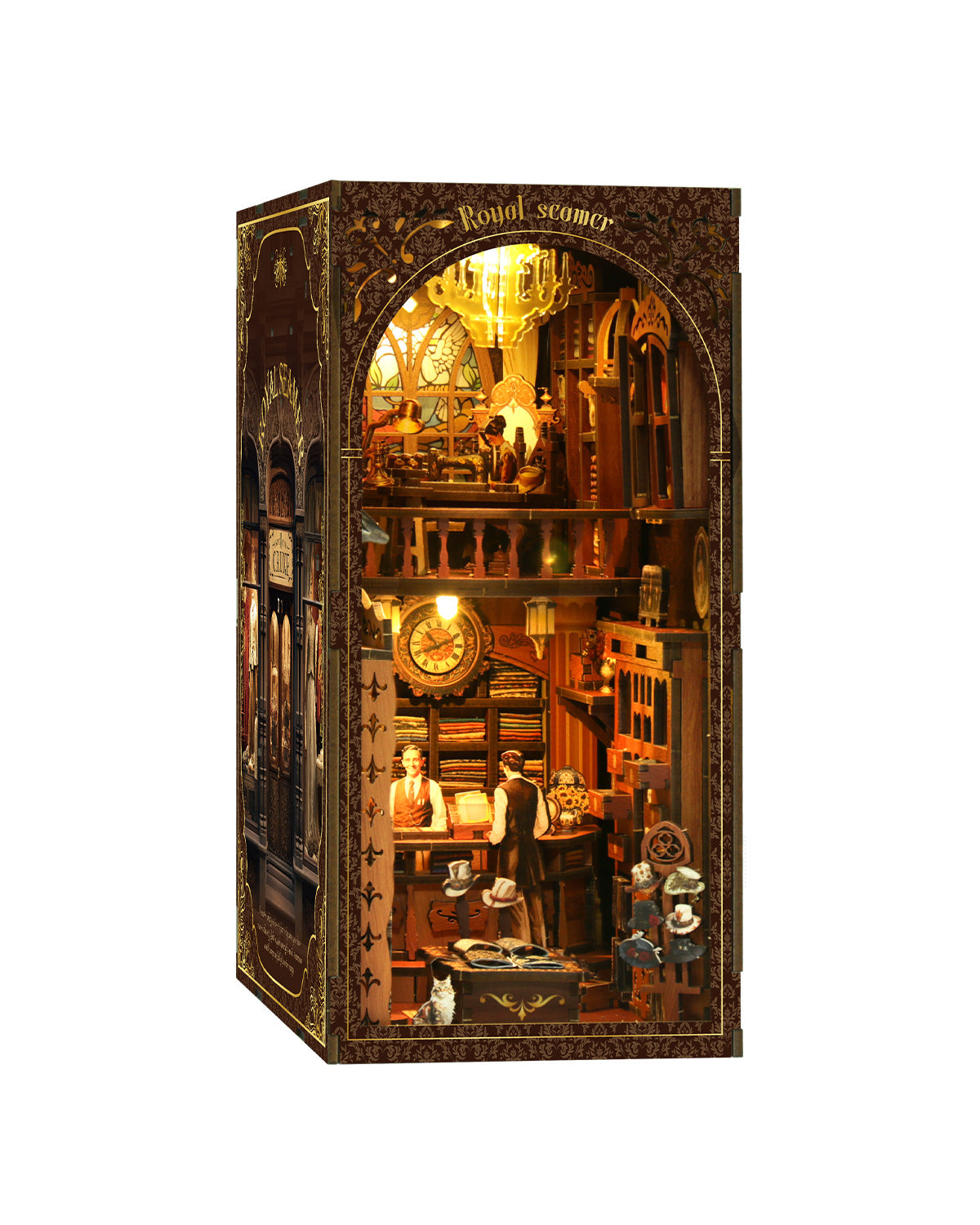 Royal Seamer LED Book Nook Kit – Victorian Tailor 3D Wooden Model.