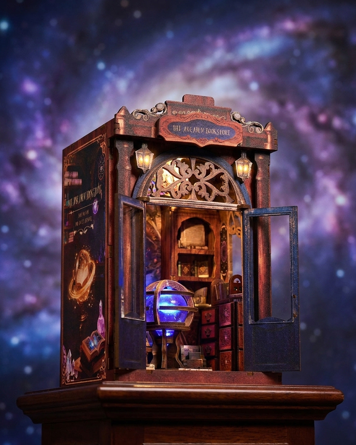 Arcanum Book Nook: LED Occult Insert, Push Door, Witch Bench