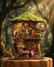 Forest Tea Book Club - LED Treehouse Bookshelf Insert with Fairy Tale Diorama