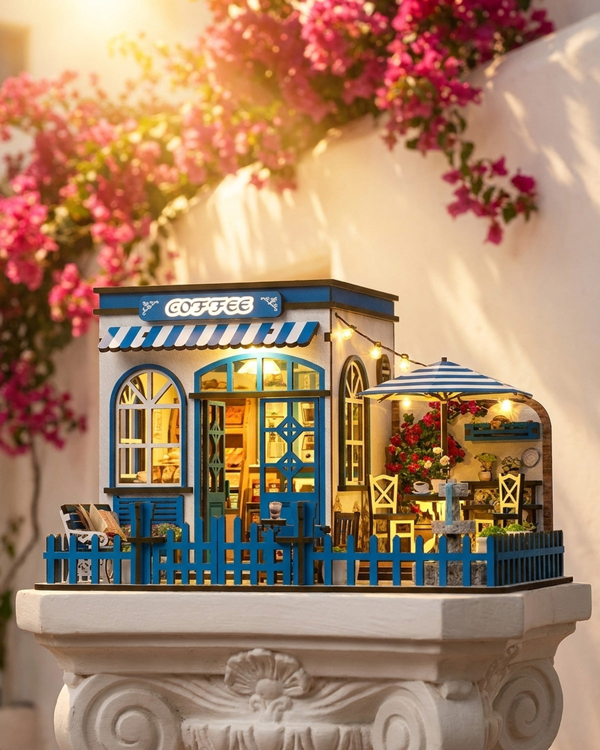Santorini Cafe: Coastal DIY Bookshelf Insert