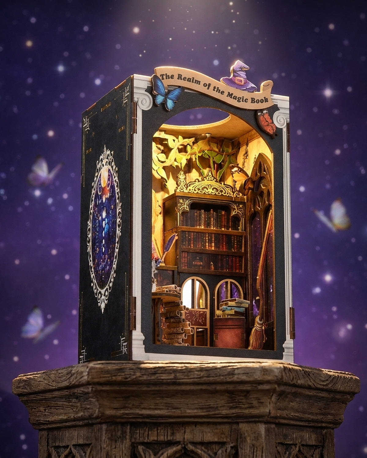 LED Fantasy Book Nook – 3D Wooden Mirror Diorama Kit