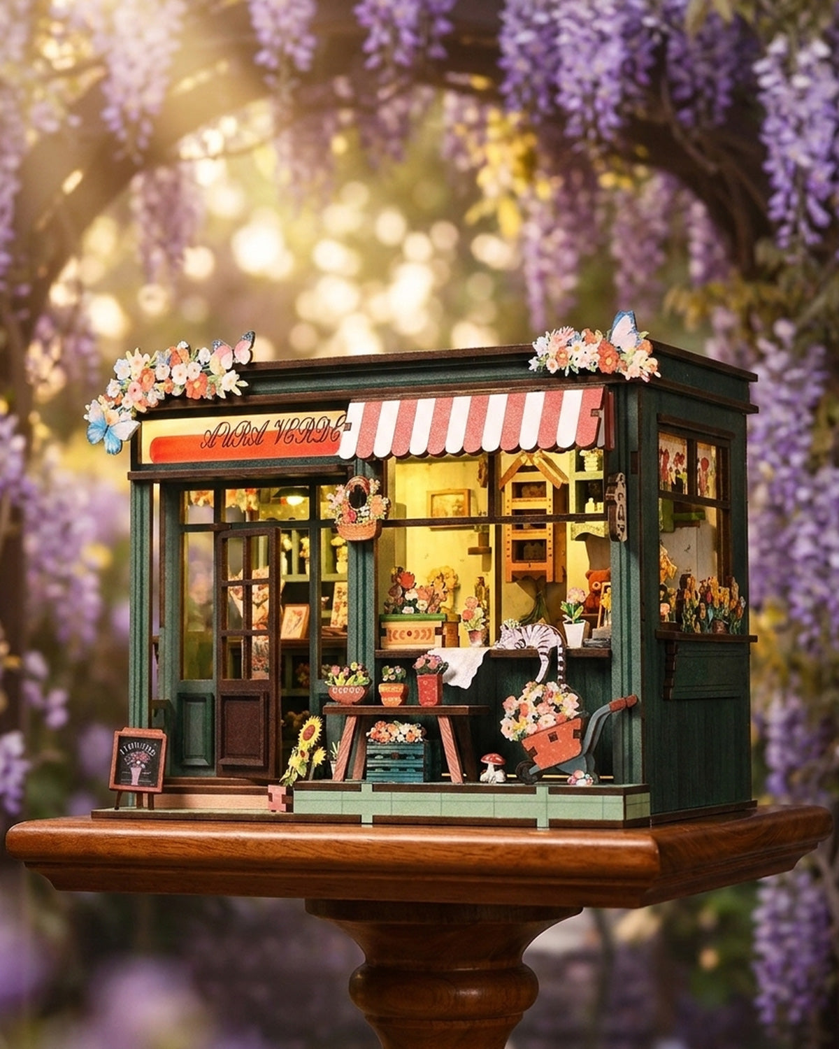 Xinye Flower House - DIY Book Nook Kit | LED Floral Shop Bookend | Colorful Flower Market Diorama